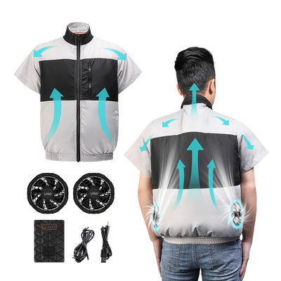 Gray Black Cooling Fan Vest claro S/M/L/XL/XXL/XXXL Optinal com a bateria 6700mAh