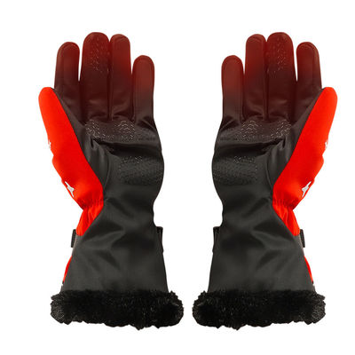 Luvas a pilhas do trabalho de Lycra das luvas calorosos elétricas vermelhas do Snowboard do tela táctil do dedo
