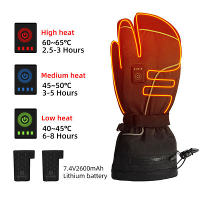 Mitenes 7.2V Ski Mittens calorosos a pilhas recarregáveis de patinagem do inverno aquecido térmico elétrico para mulheres dos homens