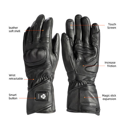 Pele de ovelha Preto XXL Luvas de Inverno aquecidas 7,2 V Luvas de Esqui aquecidas a bateria para homens Mulheres