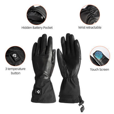 Ecrã de toque Luvas de Inverno de Couro Sintético Aquecidas Luvas de Motocicleta Alimentadas com Bateria Recarregáveis