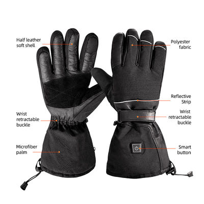 Luvas de Inverno aquecidas com bateria recarregável de iões de lítio de 7,4 V Luvas de esqui movidas a bateria com 3 engrenagens de temperatura