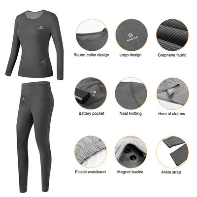 A camada baixa de aquecimento elétrica fêmea aqueceu o terno térmico do roupa interior para esportes de inverno