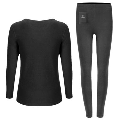 Bateria aquecida camada de base de roupas camisa / calças para mulheres