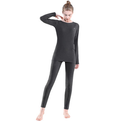 Bateria aquecida camada de base de roupas camisa / calças para mulheres