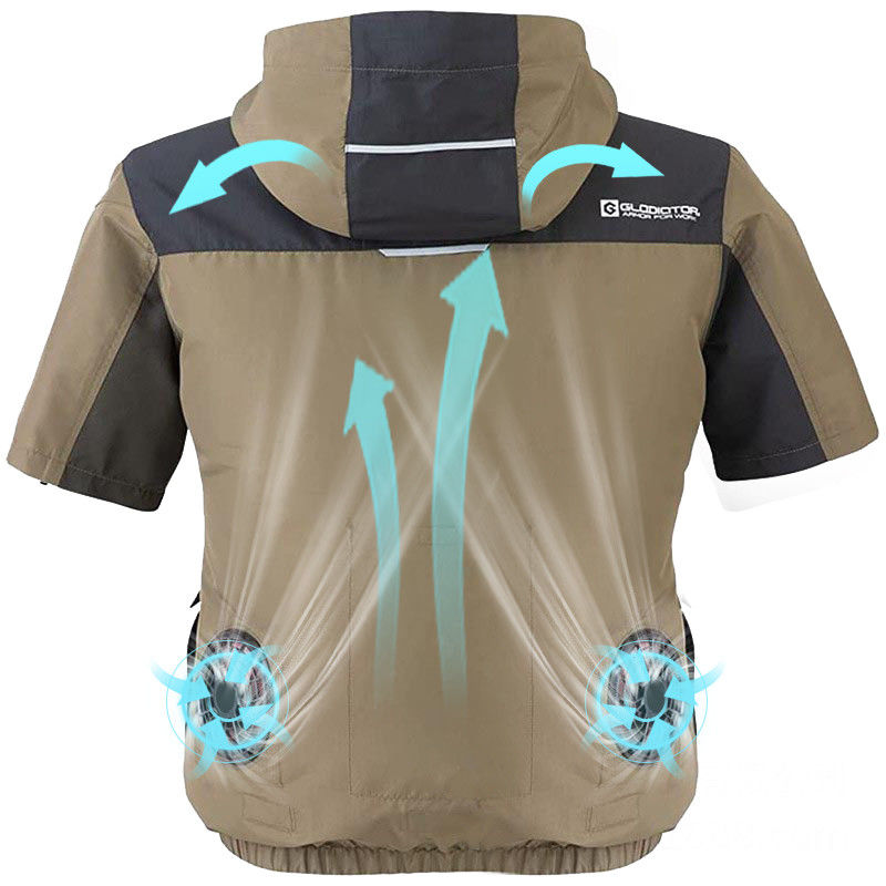 O ar curto da luva do OEM condicionou camisas com a camisa do condicionamento de ar T de dois fãs
